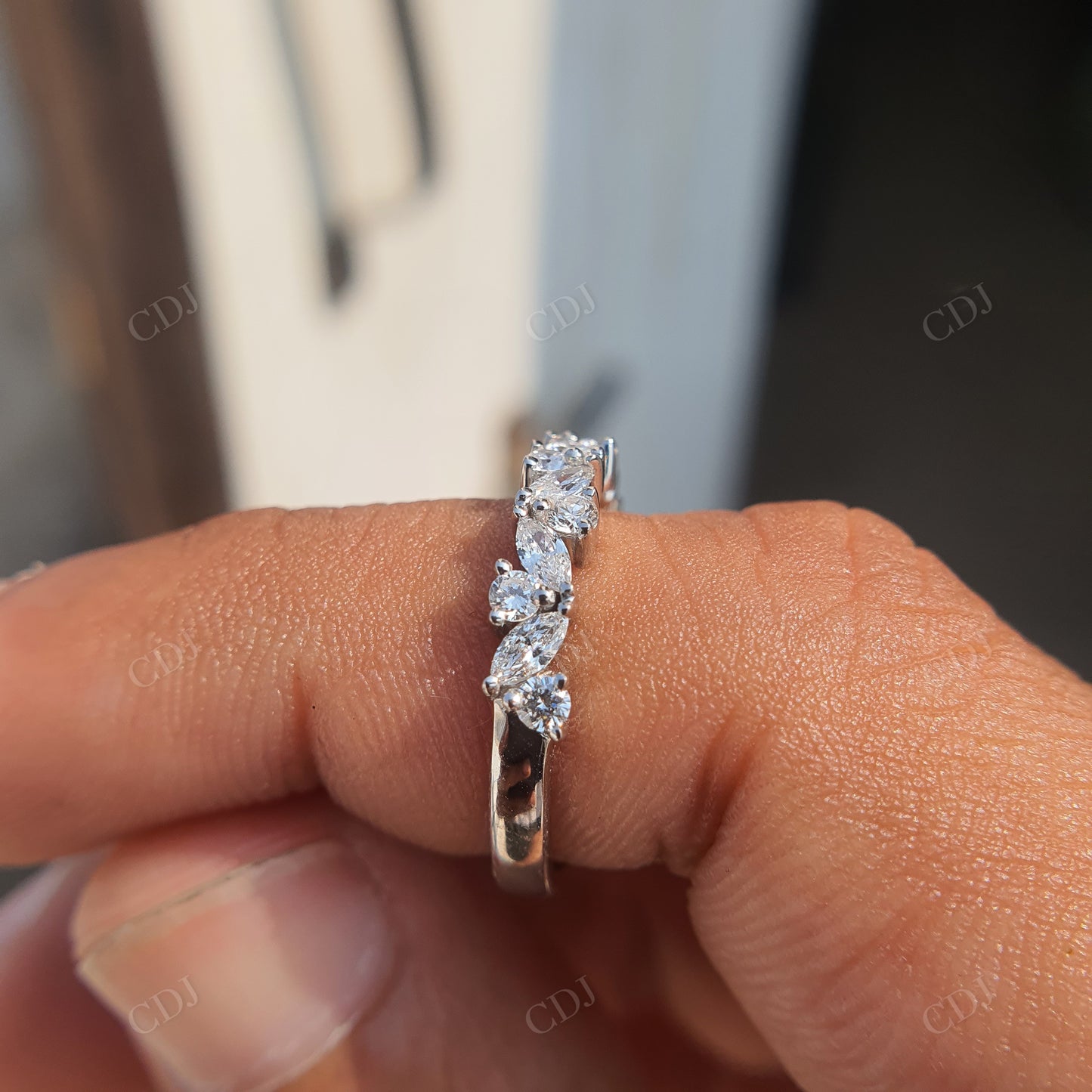 Alternating Lab Grown Diamond Marquise And Round Wedding Band  customdiamjewel   