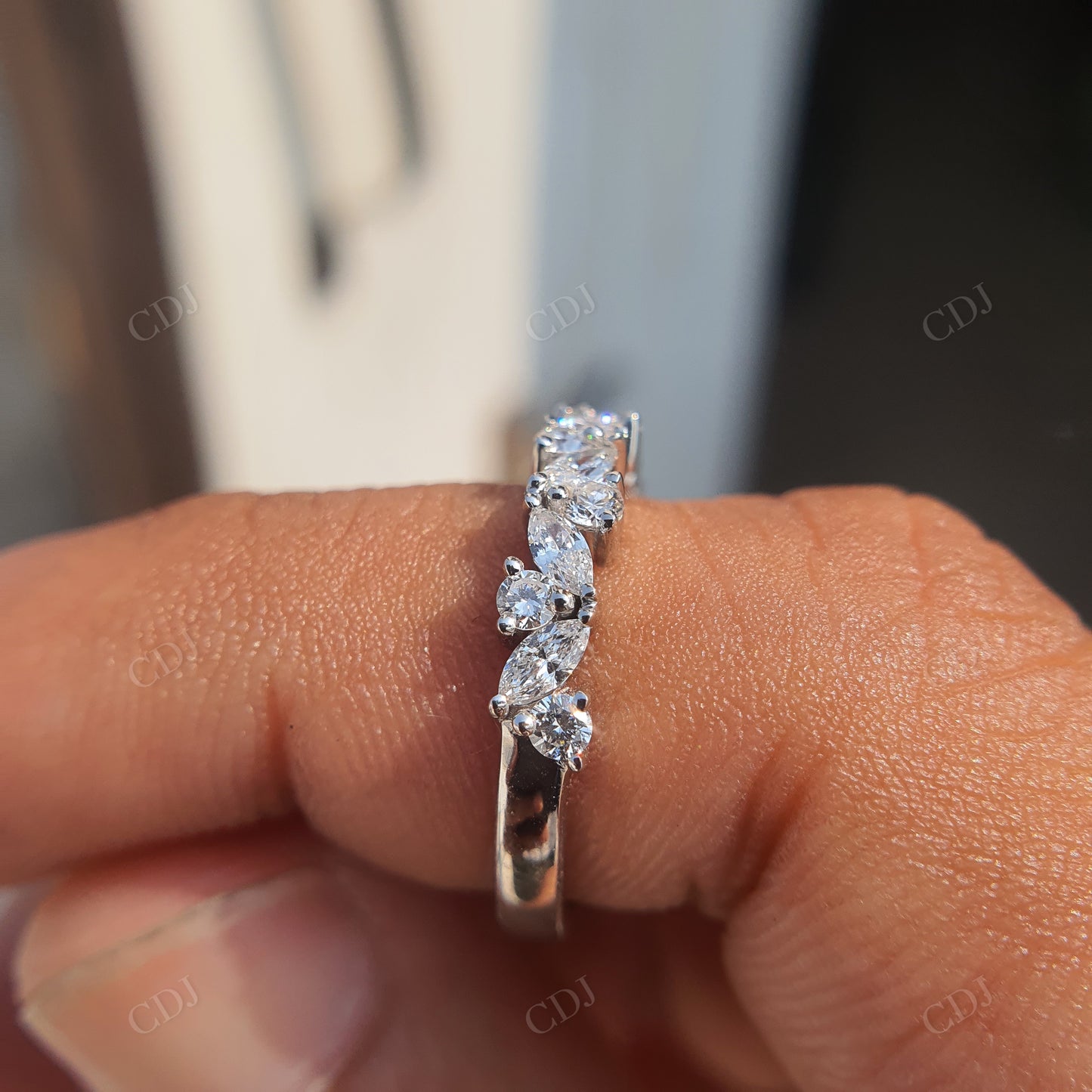 Alternating Lab Grown Diamond Marquise And Round Wedding Band  customdiamjewel   