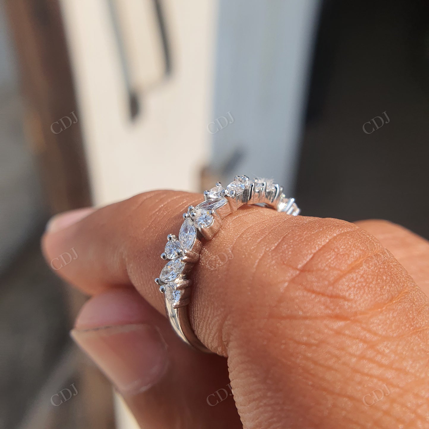 Alternating Lab Grown Diamond Marquise And Round Wedding Band  customdiamjewel   