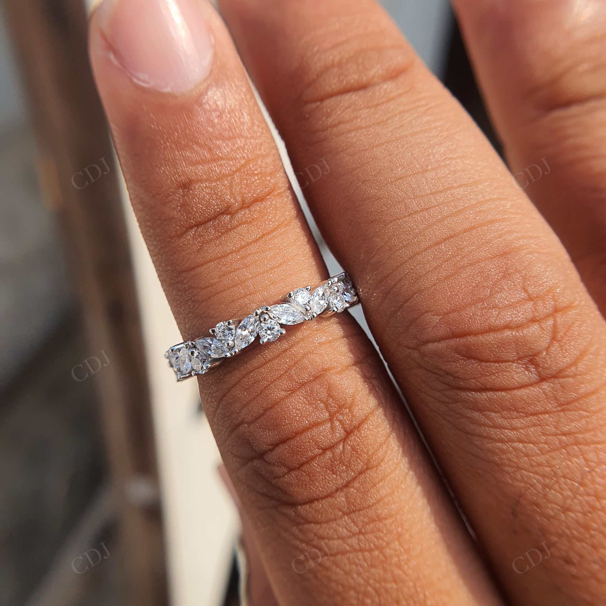 Alternating Lab Grown Diamond Marquise And Round Wedding Band  customdiamjewel   