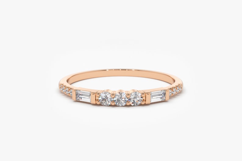 0.23CTW 14k Solid Gold Baguette Cut Natural Diamond Wedding Band  customdiamjewel 10 KT Solid Gold Rose Gold VVS-EF