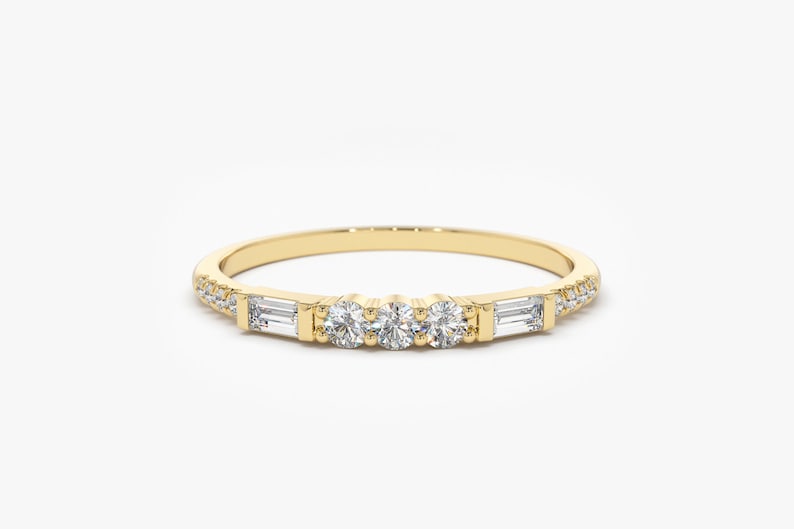 0.23CTW 14k Solid Gold Baguette Cut Natural Diamond Wedding Band  customdiamjewel 10 KT Solid Gold Yellow Gold VVS-EF