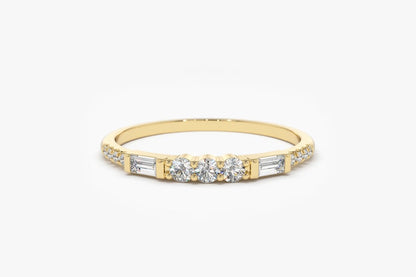 0.23CTW 14k Solid Gold Baguette Cut Natural Diamond Wedding Band  customdiamjewel 10 KT Solid Gold Yellow Gold VVS-EF