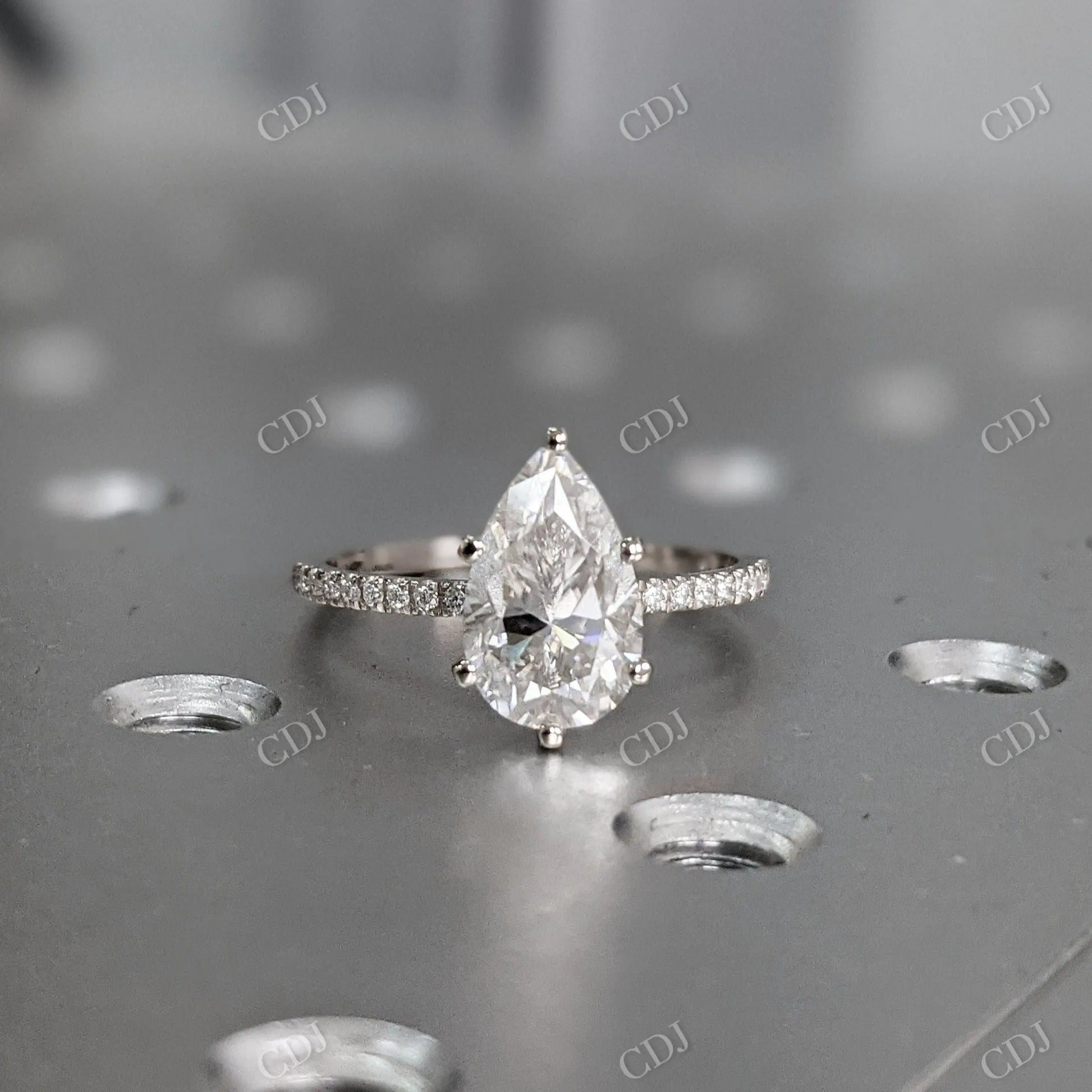 2.80CTW Pear Cut Moissanite Engagement Ring  customdiamjewel 10KT White Gold VVS-EF