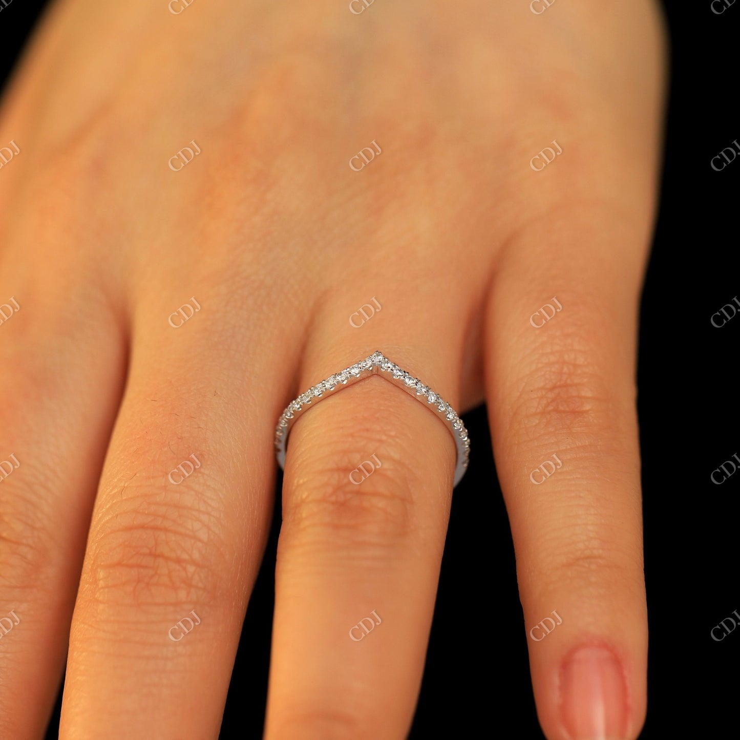 0.35CTW V Shaped CVD Diamond Wedding Band  customdiamjewel   