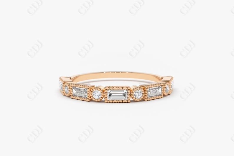 0.39CTW Lab Grown Baguette Diamond Wedding Band  customdiamjewel Sterling Silver Rose Gold VVS-EF