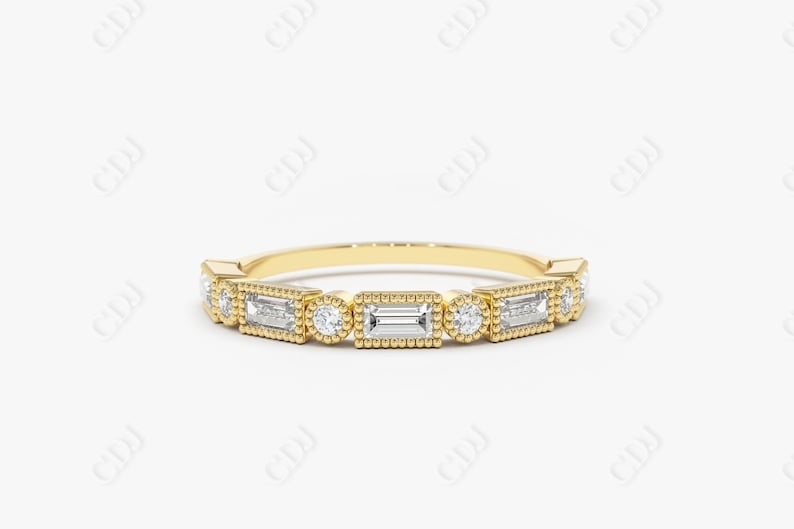 0.39CTW Lab Grown Baguette Diamond Wedding Band  customdiamjewel Sterling Silver Yellow Gold VVS-EF