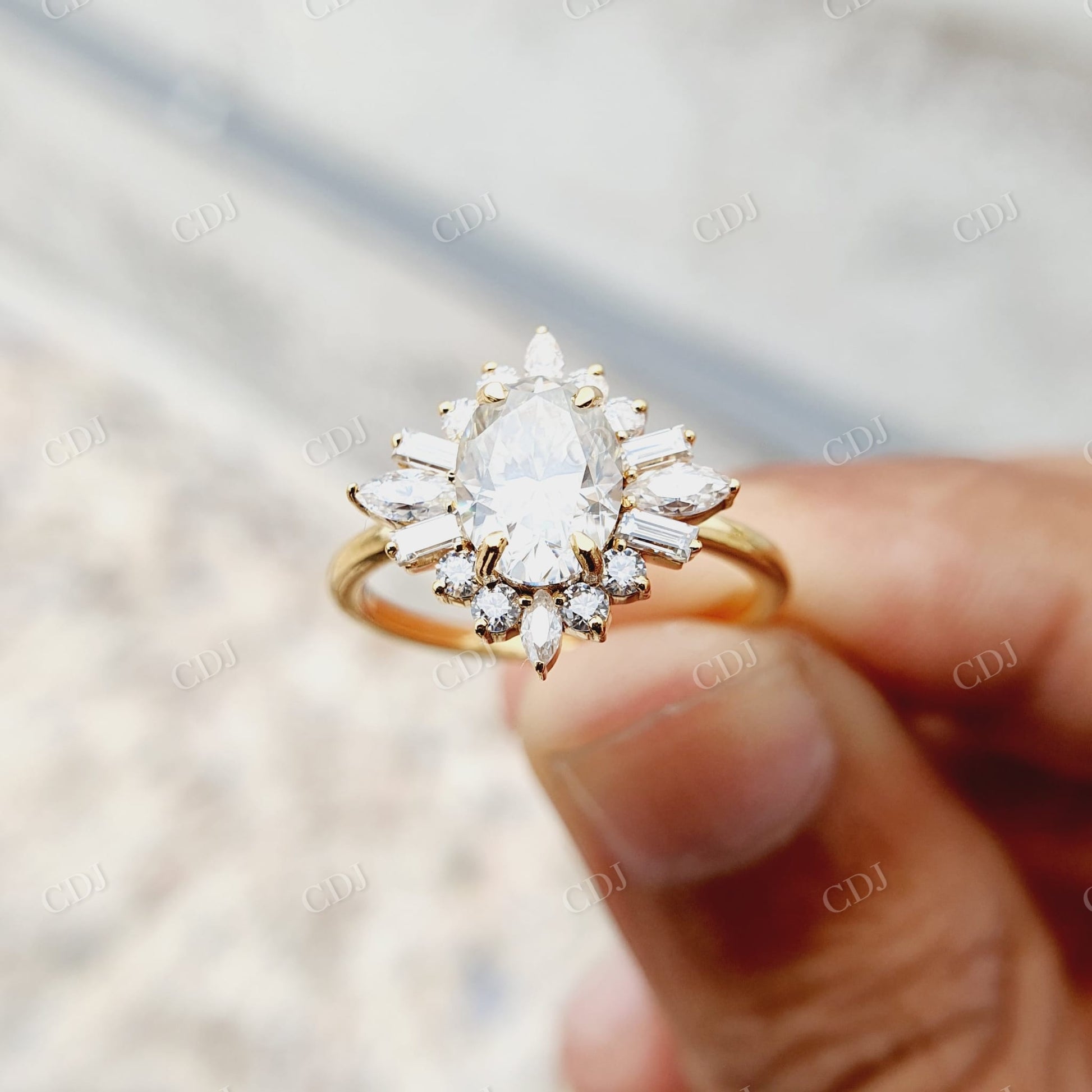 Oval Cut Moissanite Flower Set Engagement Ring  customdiamjewel   