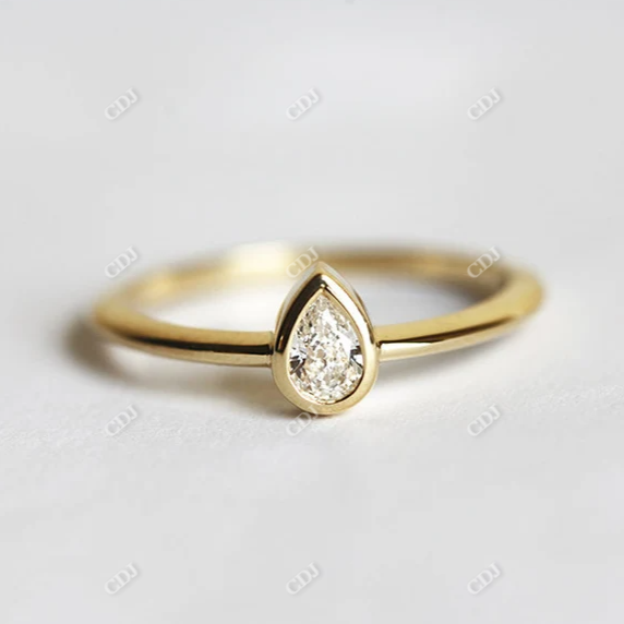 0.23ct Bezel Set Pear Cut Moissanite Solitaire Ring  customdiamjewel 10KT Yellow Gold VVS-EF