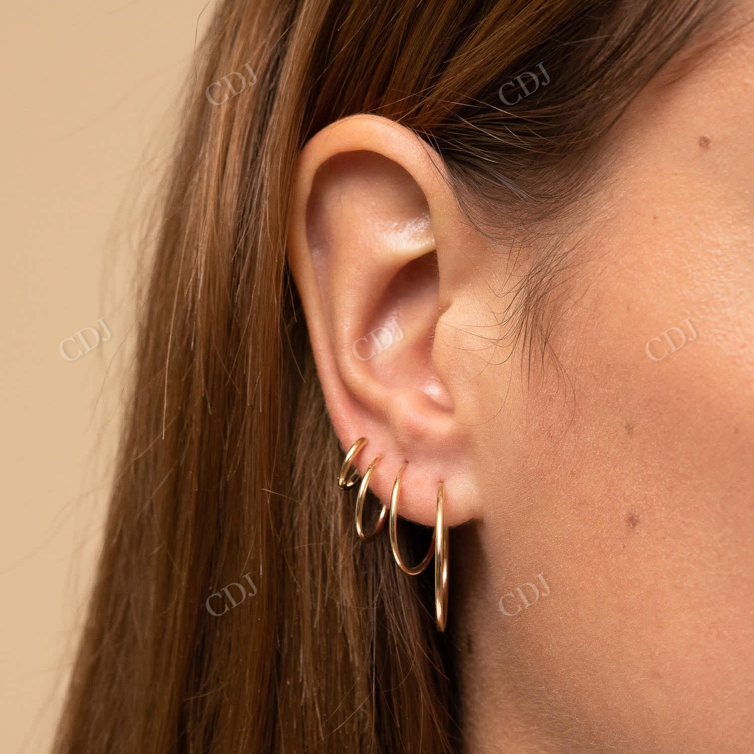 14K Solid Gold Small Hoops Earrings  customdiamjewel   