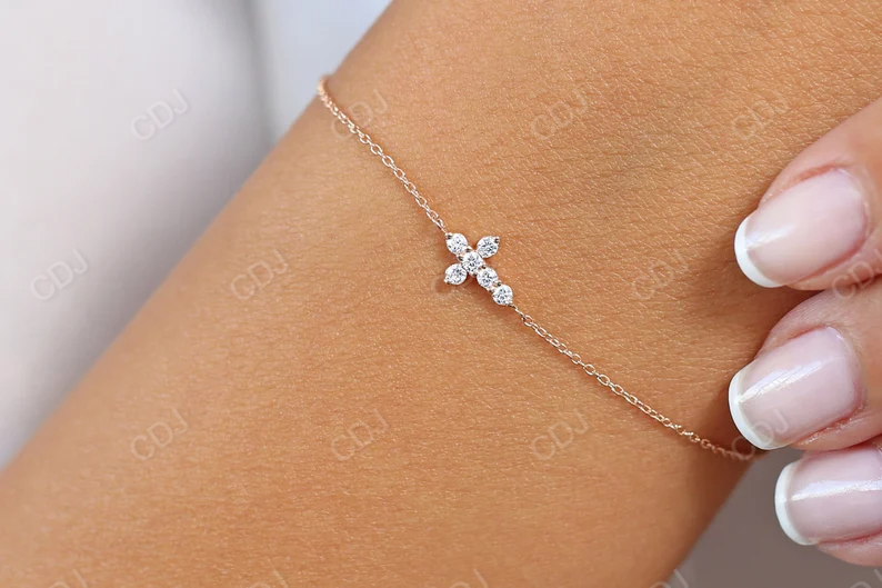 0.21ctw Tiny Lab Grown Diamond Cross Bracelet  customdiamjewel   