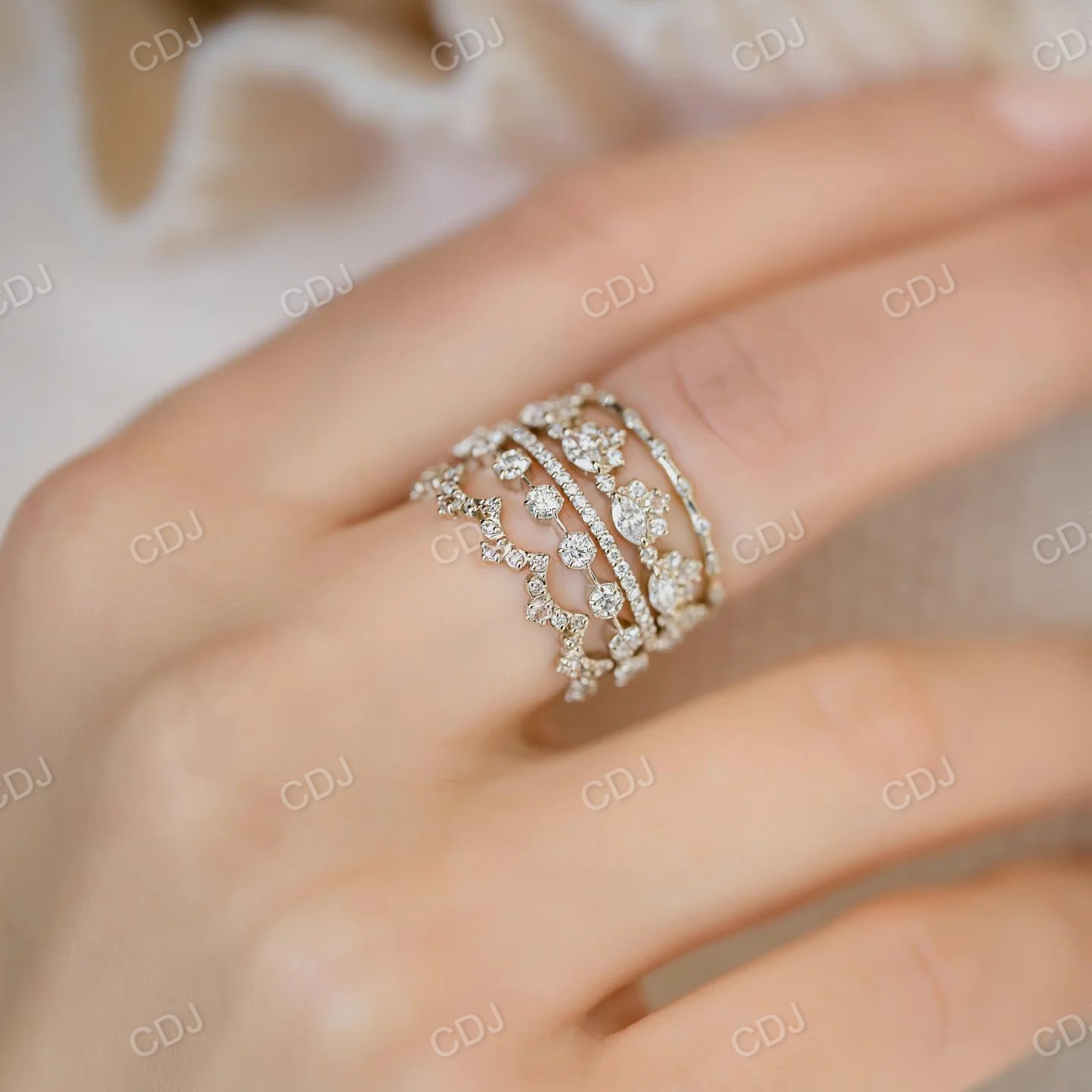 0.846CTW Cluster Natural Diamond Wedding Band  customdiamjewel   