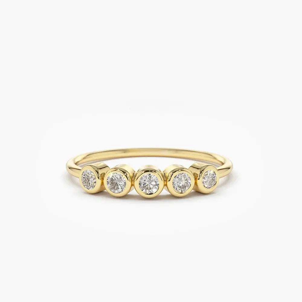 0.14CTW Round Cut Diamond Bezel Set Wedding Band  customdiamjewel 10KT Yellow Gold VVS-EF