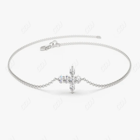 0.21CTW Moissanite Mini Cross Diamond Bracelet  customdiamjewel Sterling Silver White Gold VVS-EF