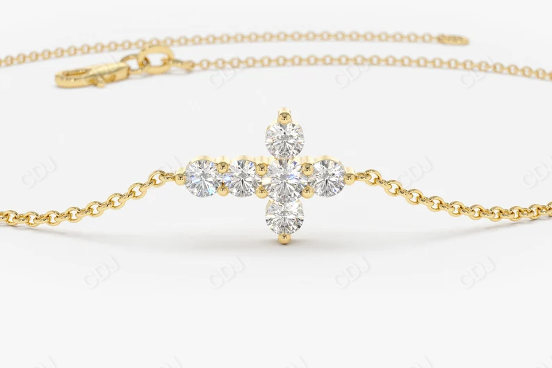 0.21ctw Tiny Lab Grown Diamond Cross Bracelet  customdiamjewel   