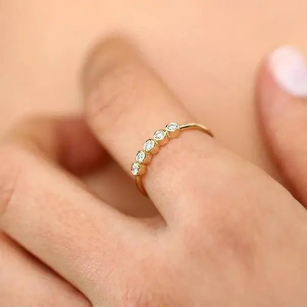 0.14CTW Round Cut Diamond Bezel Set Wedding Band  customdiamjewel   