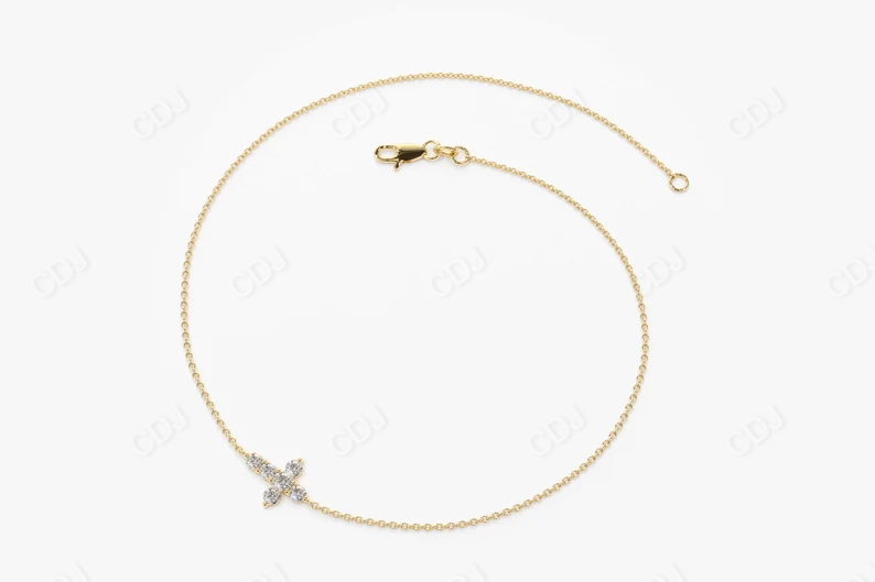 0.21ctw Tiny Lab Grown Diamond Cross Bracelet  customdiamjewel   