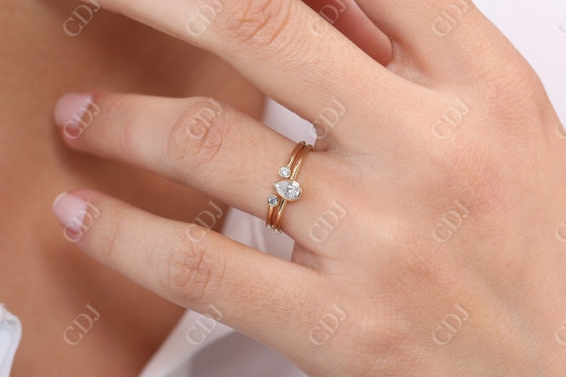 0.31CTW Lab Grown Pear Shaped Diamond Wedding Ring Set  customdiamjewel   