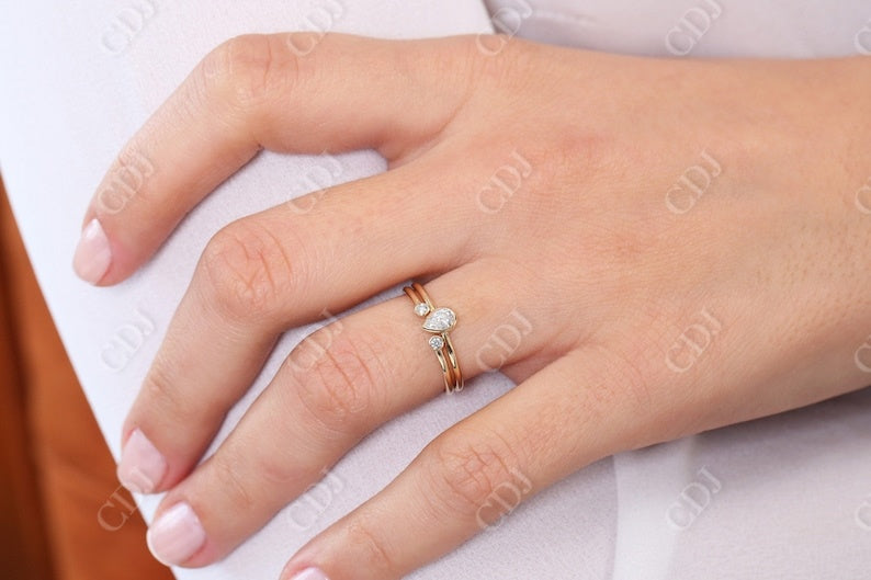 0.31CTW Lab Grown Pear Shaped Diamond Wedding Ring Set  customdiamjewel   