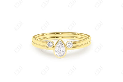 0.31CTW Lab Grown Pear Shaped Diamond Wedding Ring Set  customdiamjewel Sterling Silver Yellow Gold VVS-EF