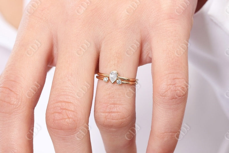 0.31CTW Lab Grown Pear Shaped Diamond Wedding Ring Set  customdiamjewel   