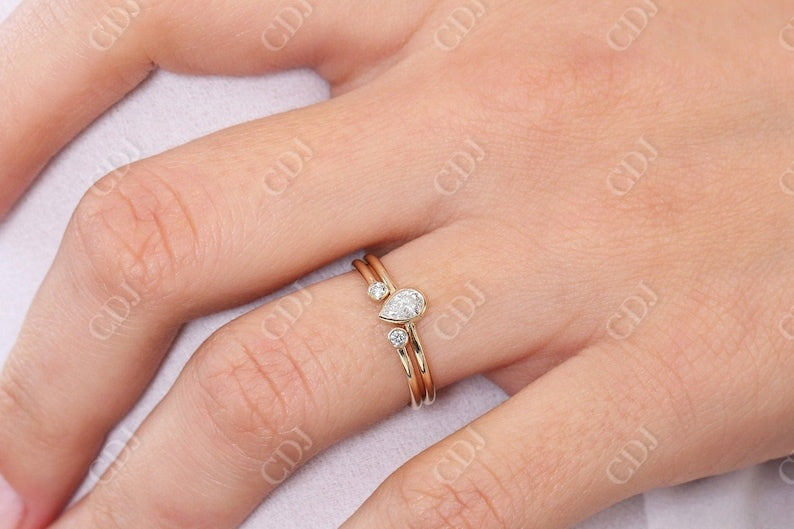 0.31CTW Lab Grown Pear Shaped Diamond Wedding Ring Set  customdiamjewel   