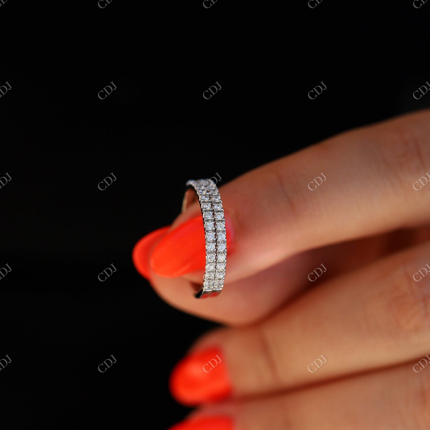 0.30CTW Double Lab Grown Diamond Wedding Bands For Women  customdiamjewel   