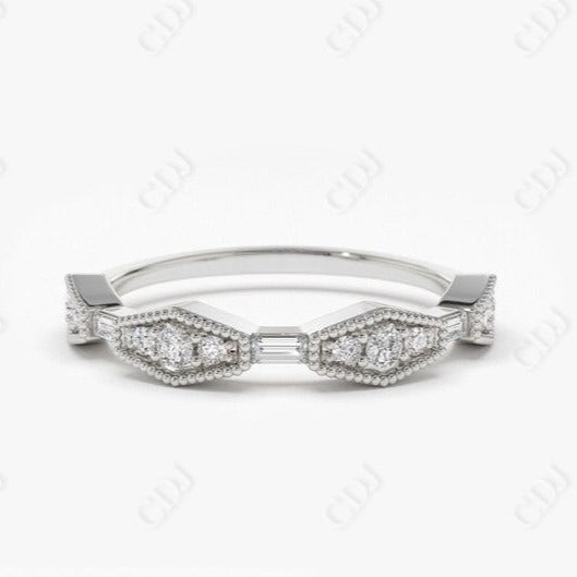 0.29CTW Lab Grown Baguette and Round Diamond Wedding Band  customdiamjewel Sterling Silver White Gold VVS-EF