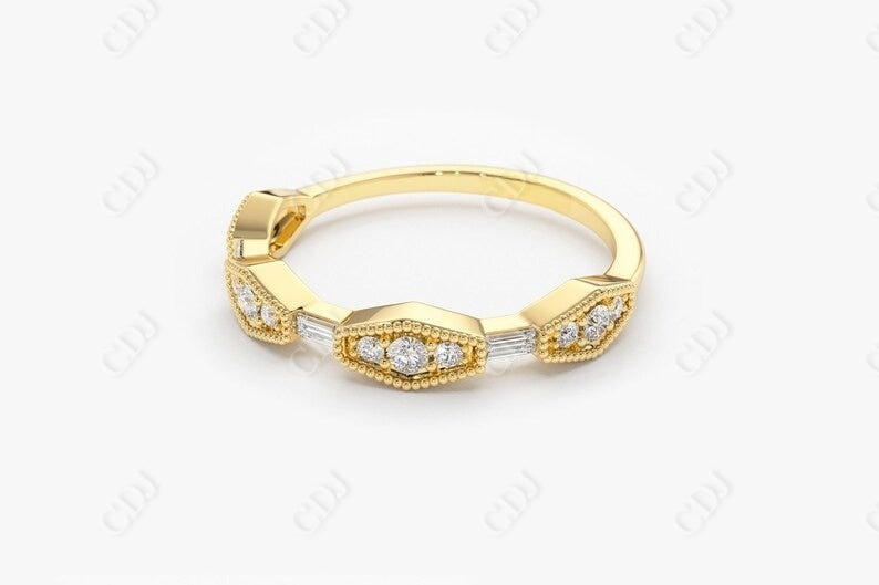 0.29CTW Lab Grown Baguette and Round Diamond Wedding Band  customdiamjewel   