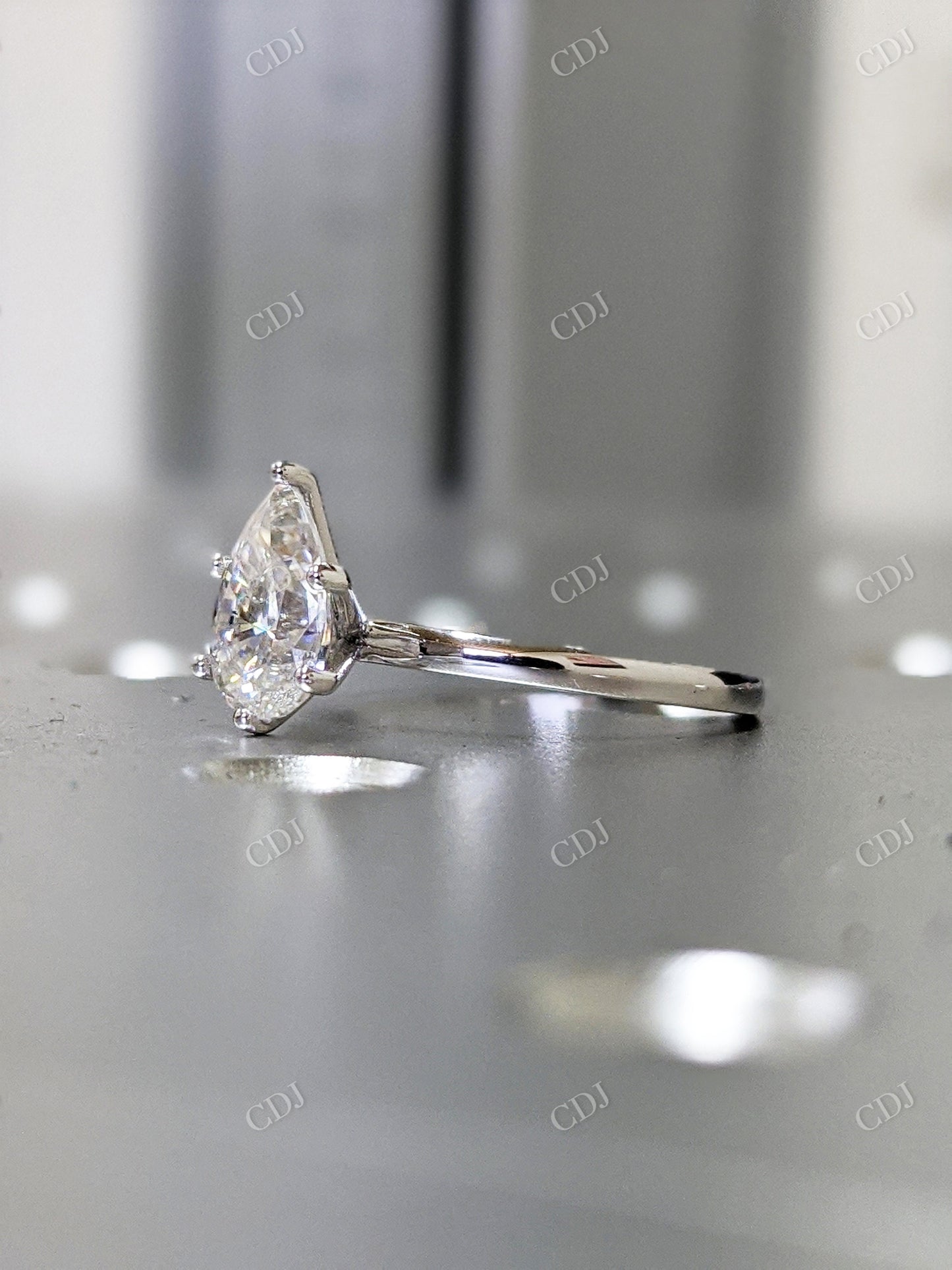 1.25CTW Pear Cut Solitaire Moissanite Engagement Ring  customdiamjewel   