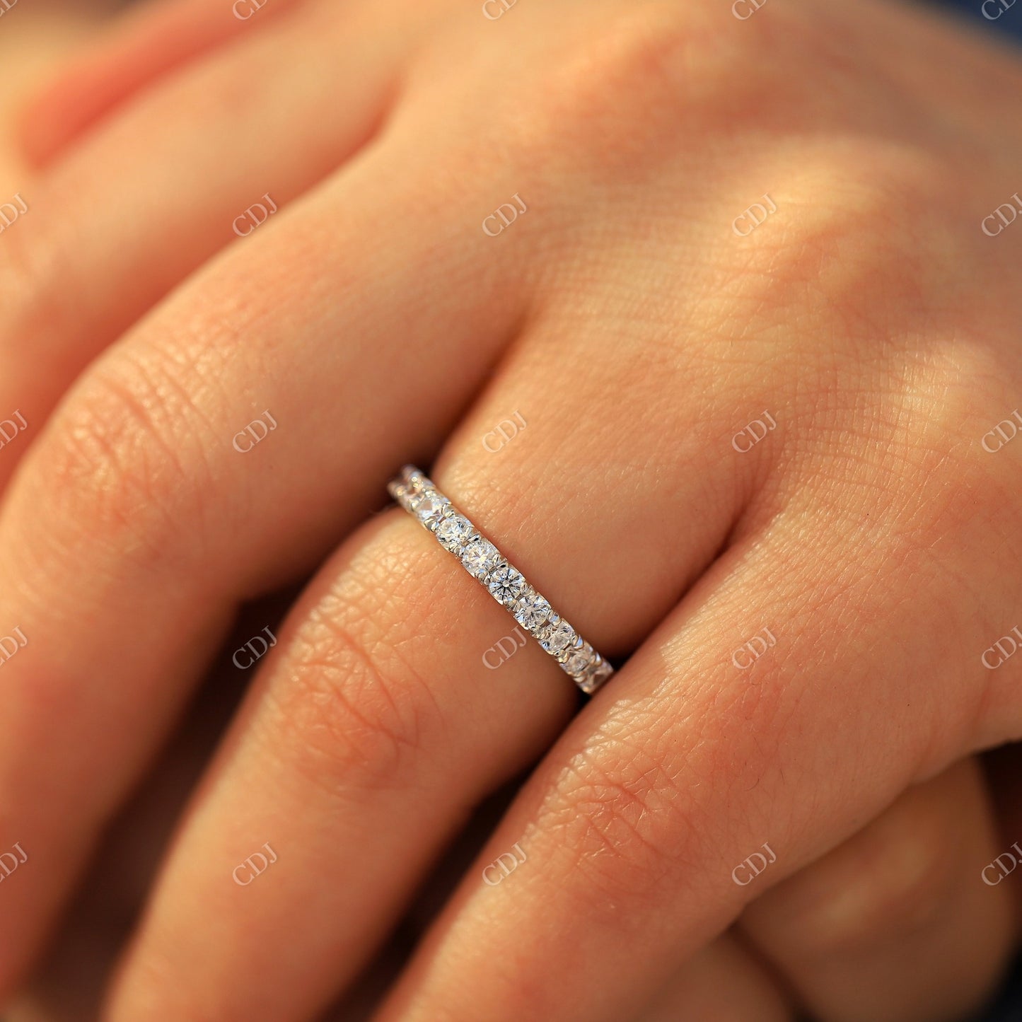 2.5mm 14K White Gold Moissanite Wedding Band  customdiamjewel   