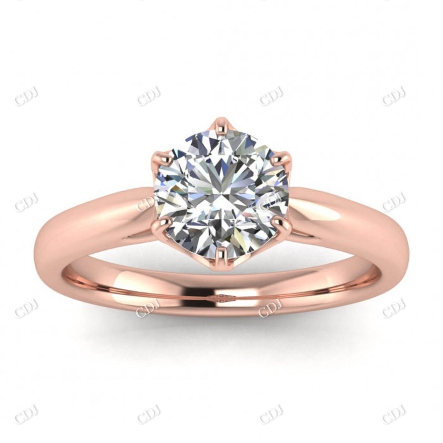 Round Solitaire Moissanite Engagement Ring  customdiamjewel 10KT Rose Gold VVS-EF