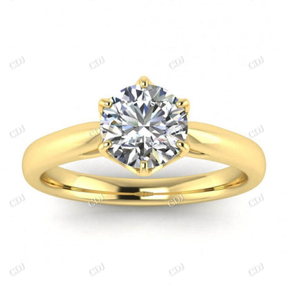Round Solitaire Moissanite Engagement Ring  customdiamjewel 10KT Yellow Gold VVS-EF