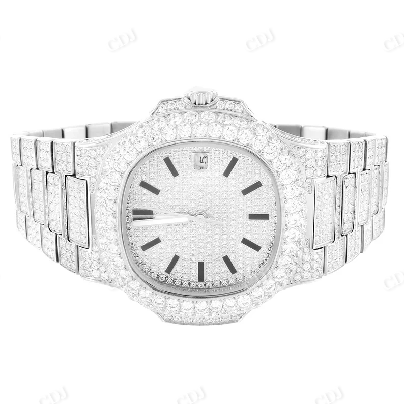 19.0ct Men's Solitaire Bezel Presidential Stainless Steel Diamond Watch  customdiamjewel   