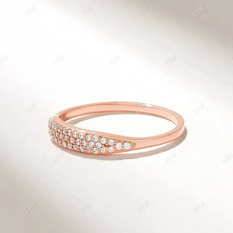 0.14CTW Pave Diamond Signet Wedding Band  customdiamjewel 10KT Rose Gold VVS-EF