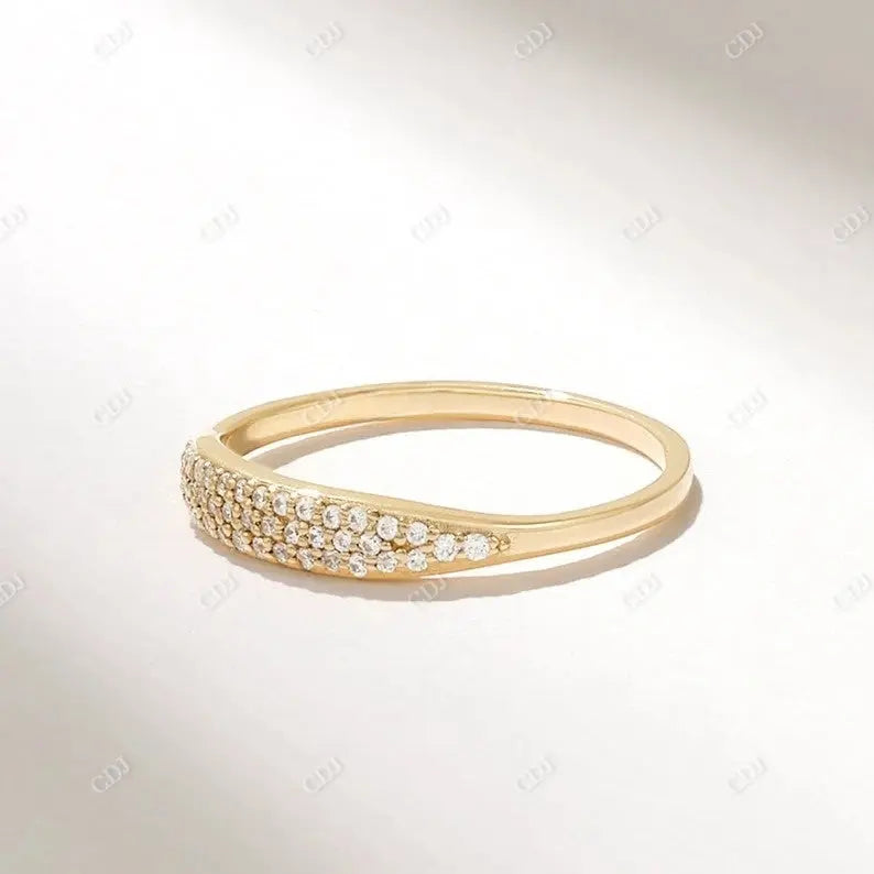 0.14CTW Pave Diamond Signet Wedding Band  customdiamjewel 10KT Yellow Gold VVS-EF