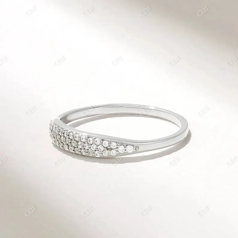 0.14CTW Pave Diamond Signet Wedding Band  customdiamjewel 10KT White Gold VVS-EF