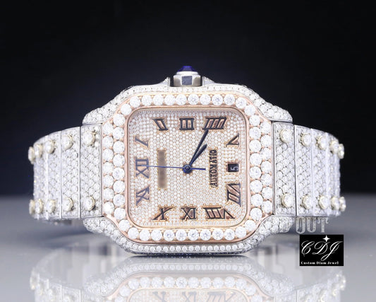 Two Tone Round Diamond Cartier Wrist Watch (25CT Approx)  customdiamjewel   