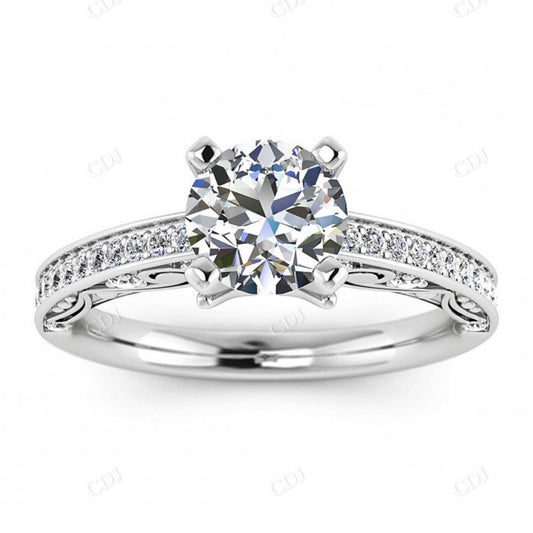 White Gold Channel Set Moissanite Ring Half Eternity Vintage Ring  customdiamjewel 10KT White Gold VVS-EF