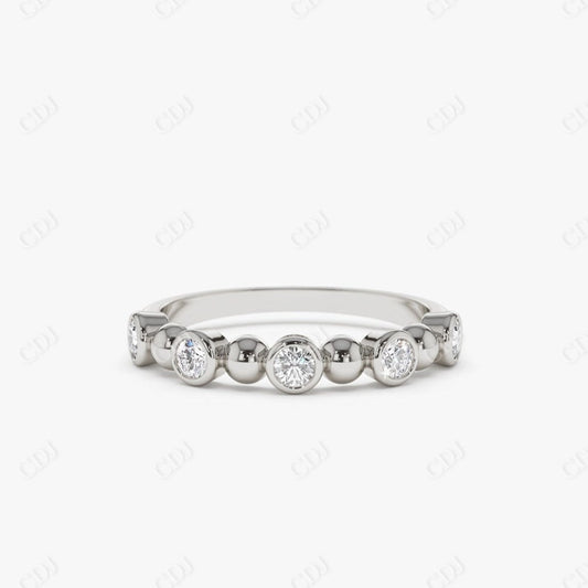 0.50CTW Round Lab Grown Diamond Bezel Setting Wedding Band  customdiamjewel 10KT White Gold VVS-EF