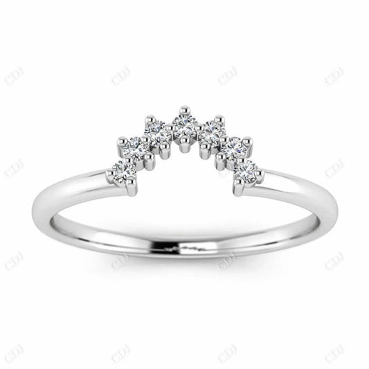 0.08CTW Round Lab Grown Diamond Curved Wedding Band  customdiamjewel 10KT White Gold VVS-EF