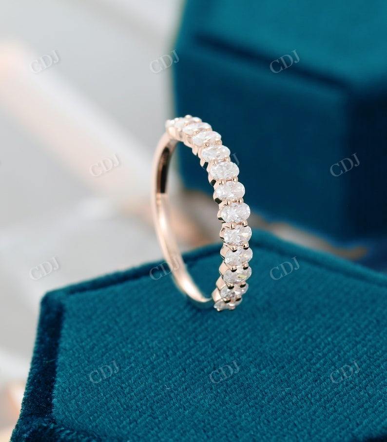 Oval cut Colorless Moissanite Half Eternity wedding band  customdiamjewel   