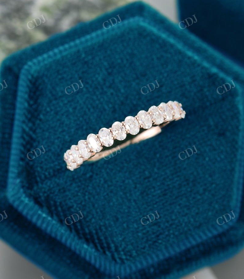 Oval cut Colorless Moissanite Half Eternity wedding band  customdiamjewel   