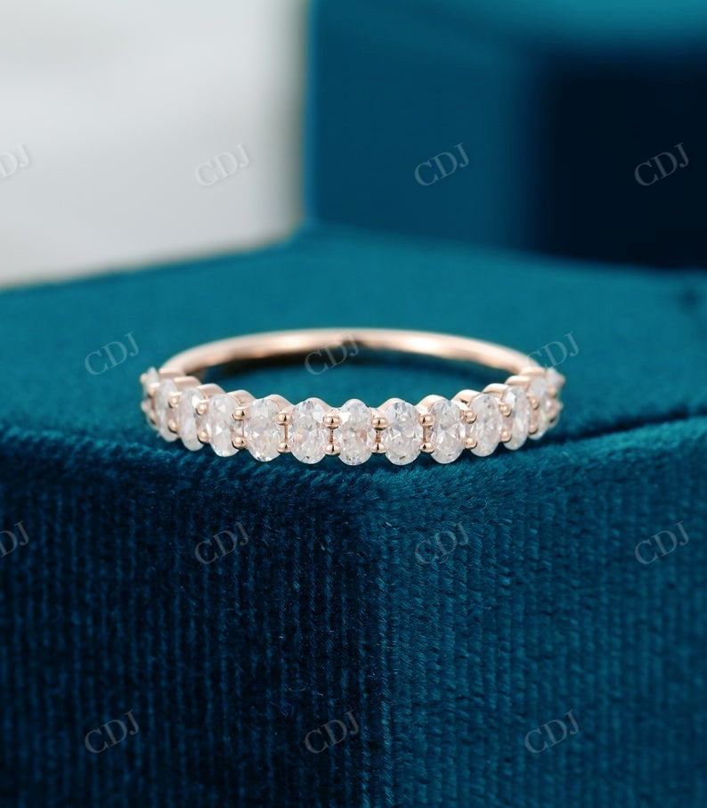 Oval cut Colorless Moissanite Half Eternity wedding band  customdiamjewel   