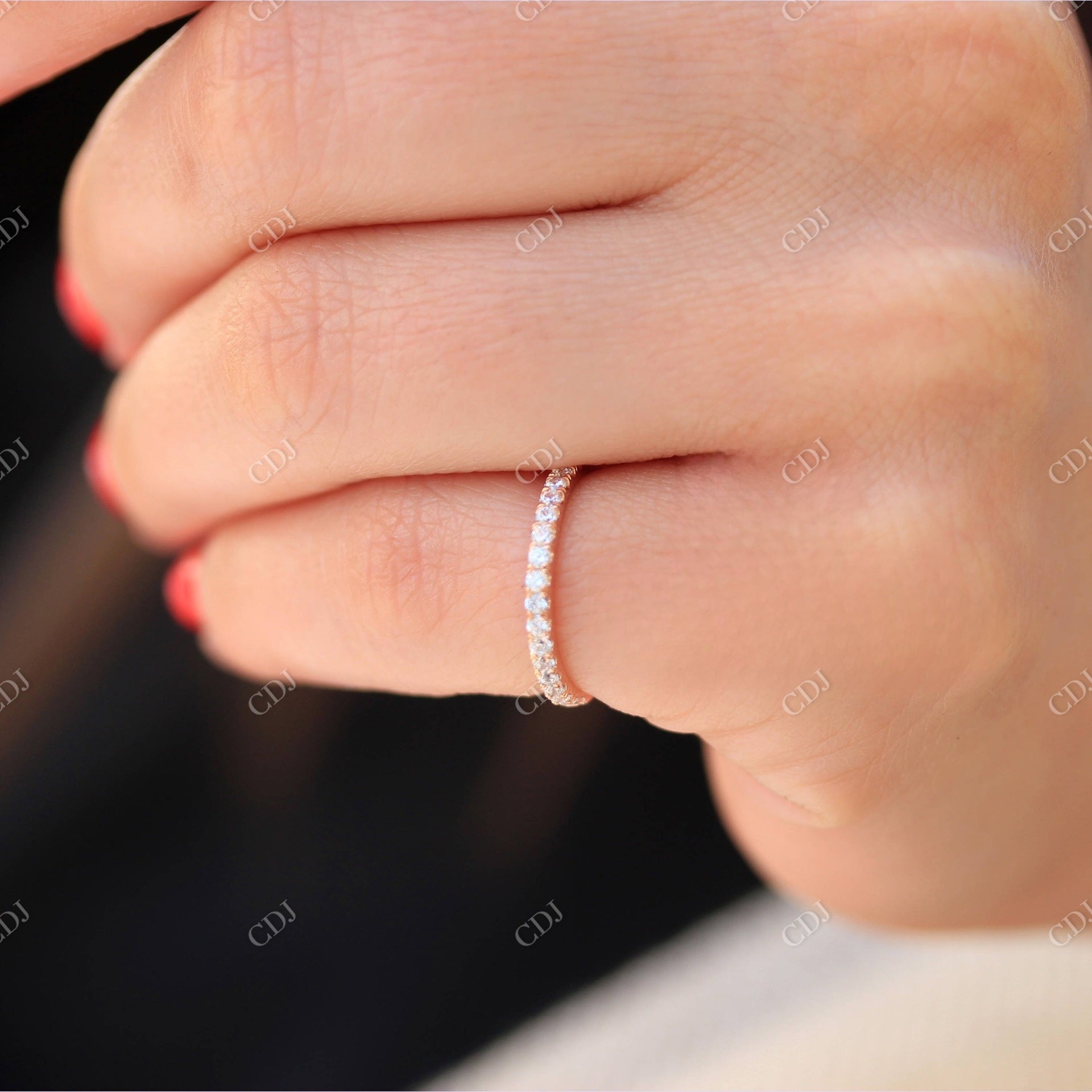 Rose Gold Half Eternity Lab Grown Diamond Wedding Band  customdiamjewel   