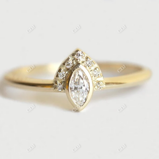 0.14ctw Marquise Cut Moissanite Cluster Engagement Ring  customdiamjewel 10KT Yellow Gold VVS-EF