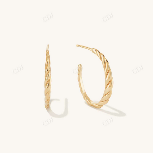 Thin Croissant Dome Hoops Earrings  customdiamjewel Sterling Silver Yellow Gold 