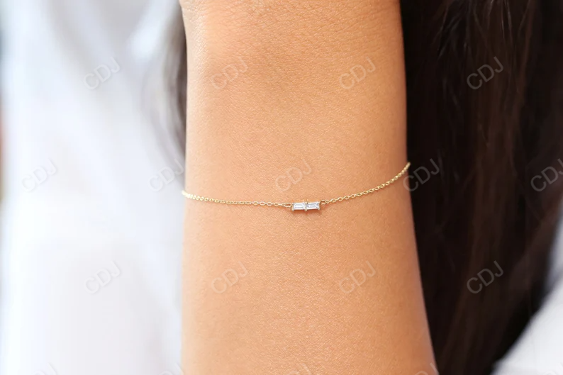 Dainty Two Baguette Natural Diamond Bracelet  customdiamjewel   