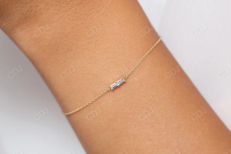 Minimal 0.12ctw Baguette Lab Grown Diamond Bracelet  customdiamjewel   