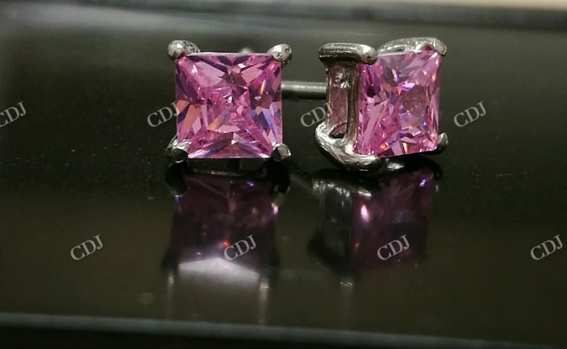 1.0CTW Pink Moissanite Stud Diamond Earrings  customdiamjewel   